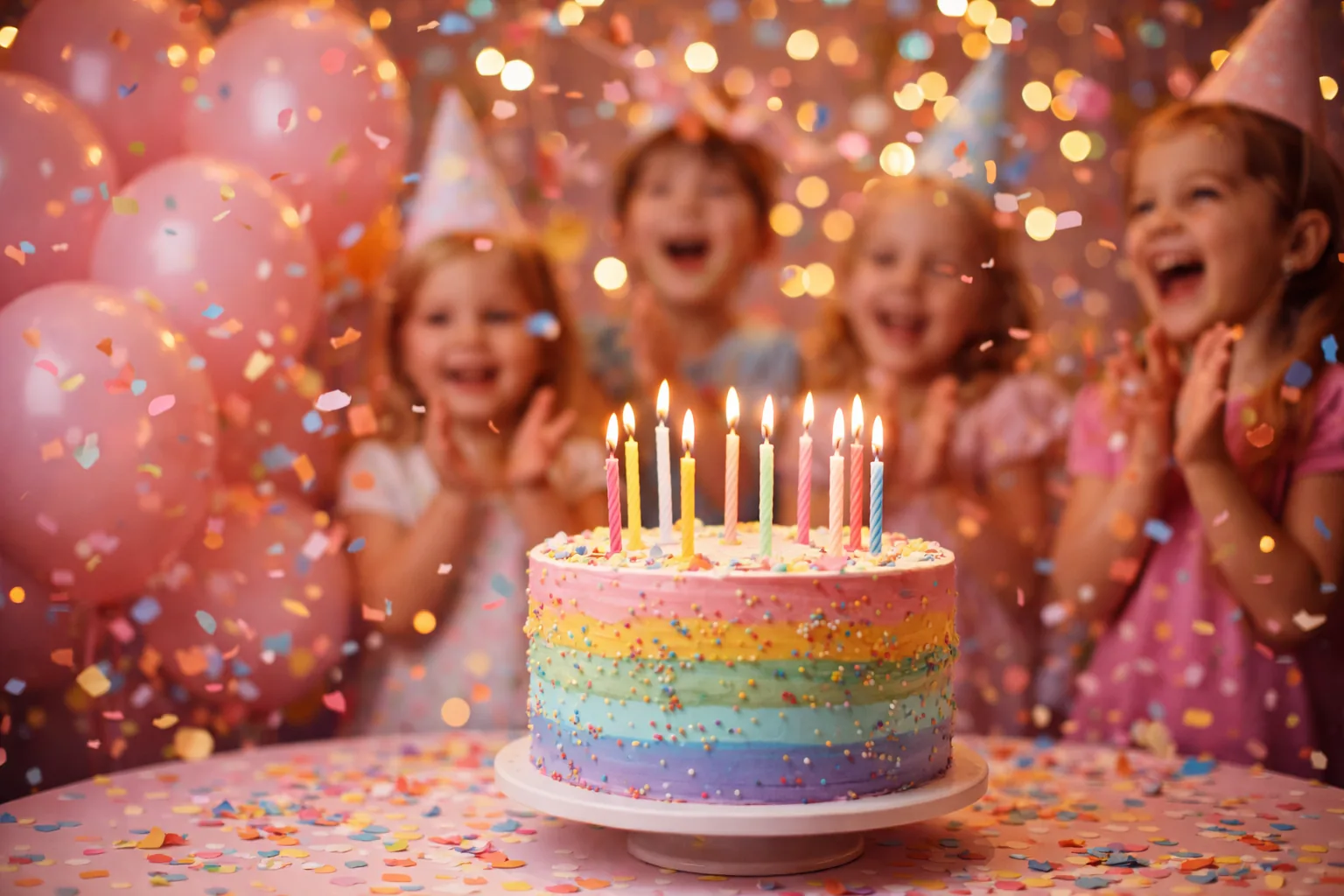 Inspiración para una fiesta de cumpleaños con tarta y globos